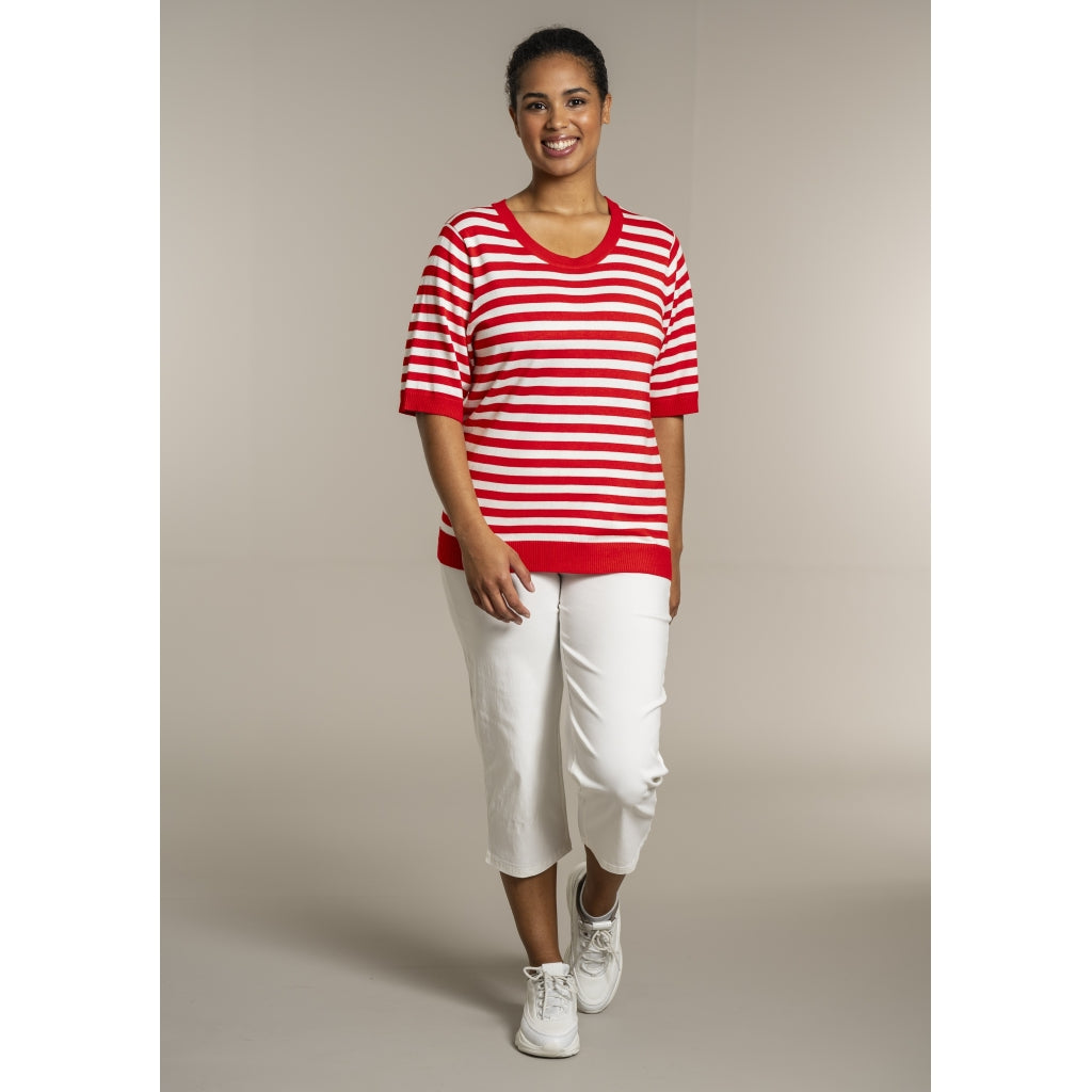 Sandgaard Helsinki - T-shirt - Stripes T-Shirt Mandarin/Offwhite