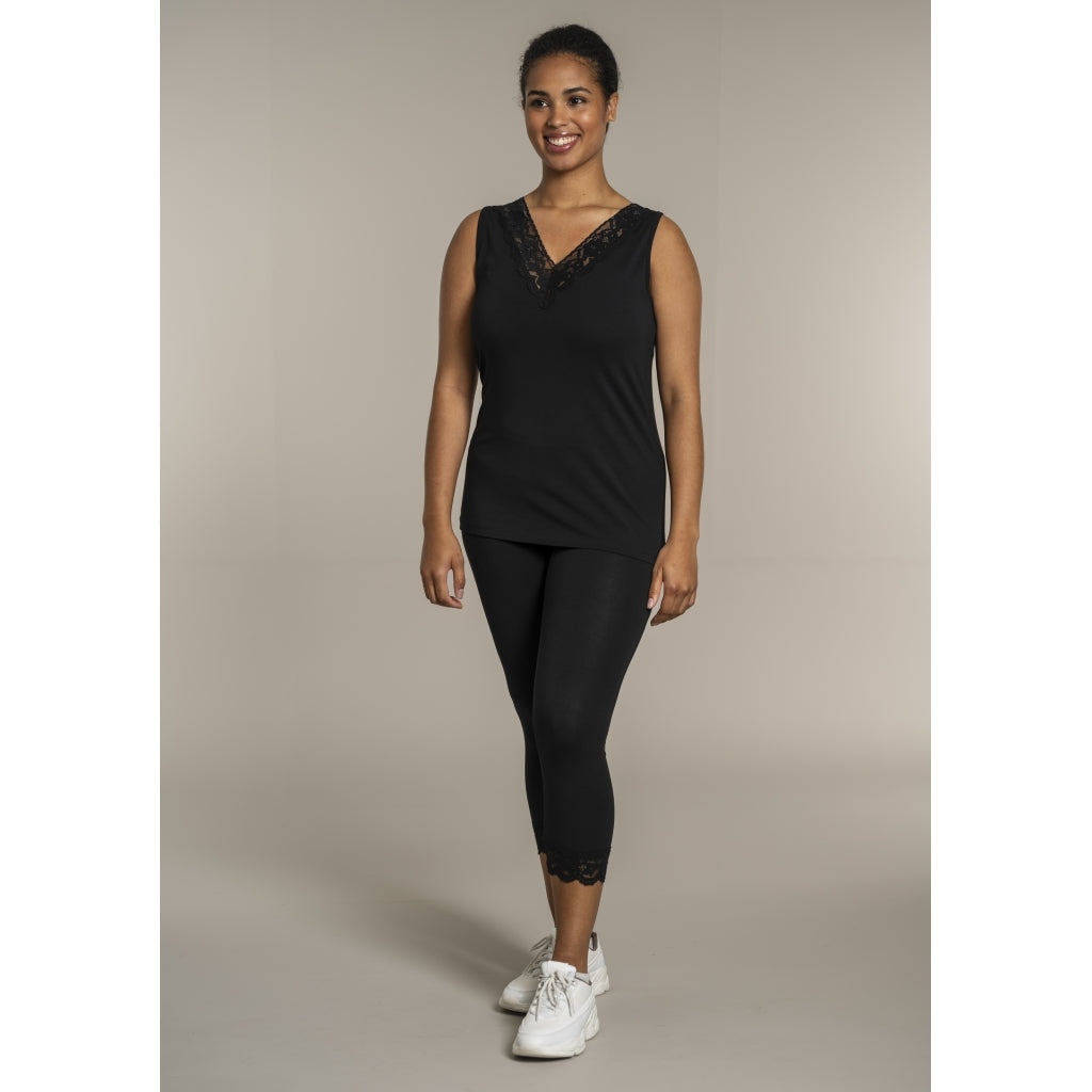 Sandgaard Top With Lace Top Black
