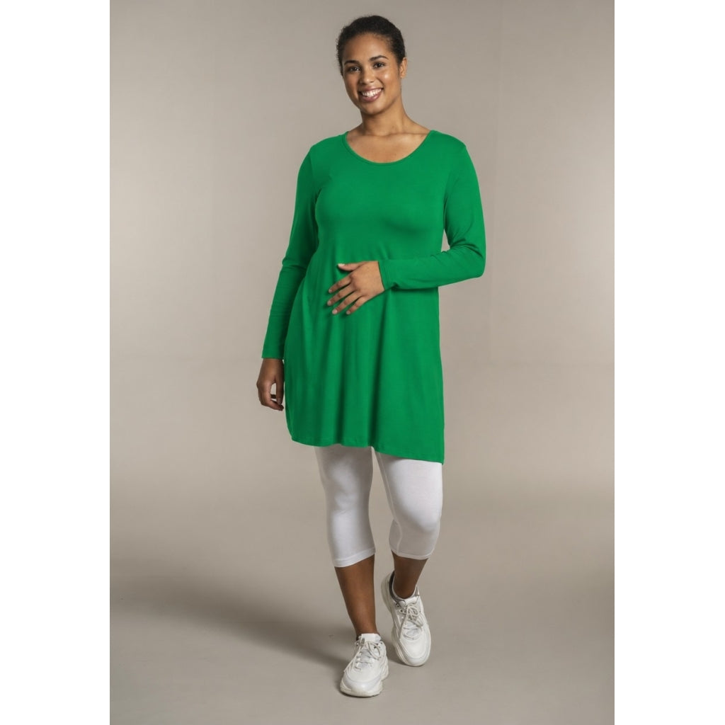 Sandgaard A-shape bluse med lange ærmer T-Shirt Grass green