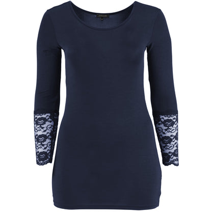 Sandgaard Bluse med blonde ærmer Top Dark Blue