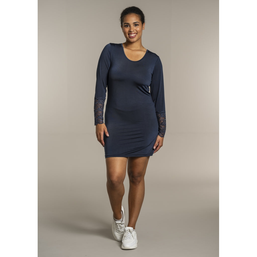 Sandgaard Bluse med blonde ærmer Top Dark Blue