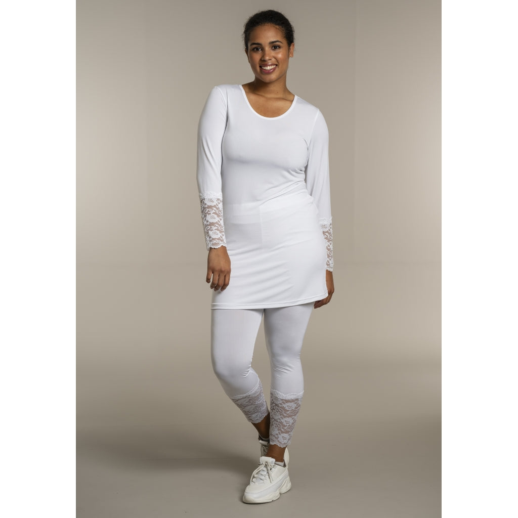 Sandgaard Bluse med blonde ærmer Top White
