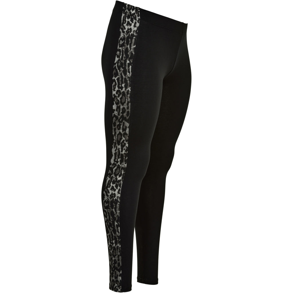 Sandgaard Jersey Leggings W. Leo Detail Leggings Black with Grey Leoprint
