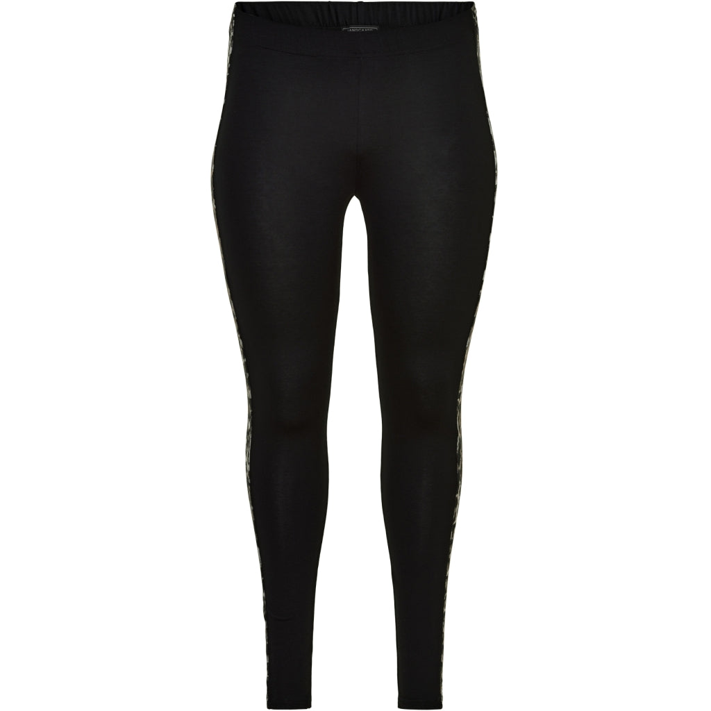 Sandgaard Jersey Leggings W. Leo Detail Leggings Black with Grey Leoprint