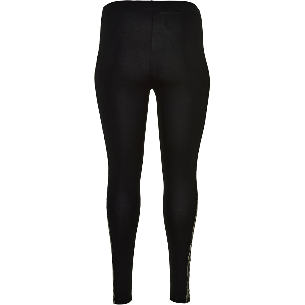 Sandgaard Jersey Leggings W. Leo Detail Leggings Black with Grey Leoprint