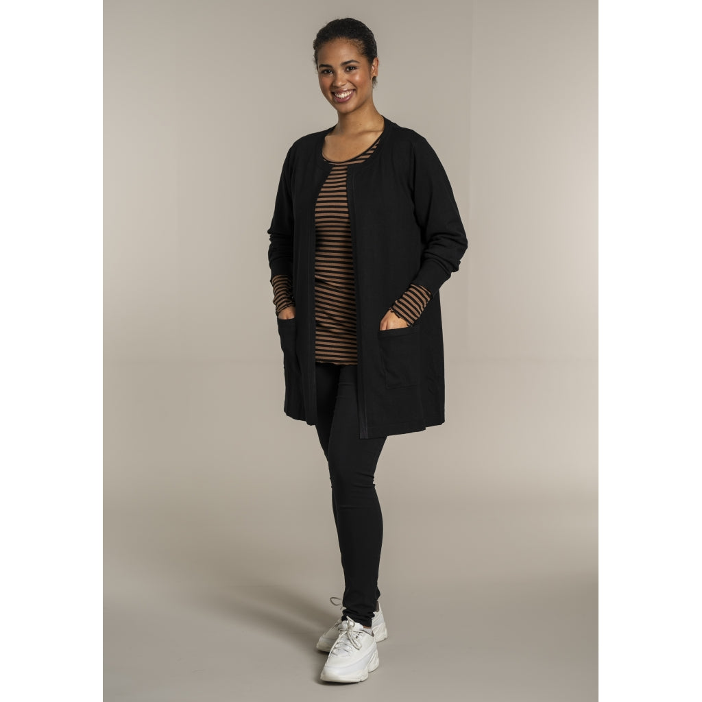 Sandgaard Lang cardigan med lommer Long Cardigan Black