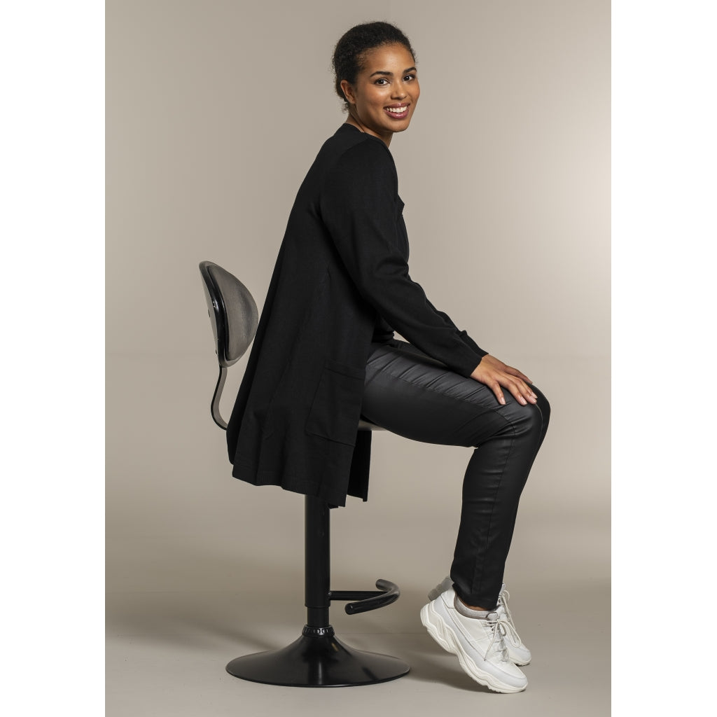 Sandgaard Lang cardigan med lommer Long Cardigan Black