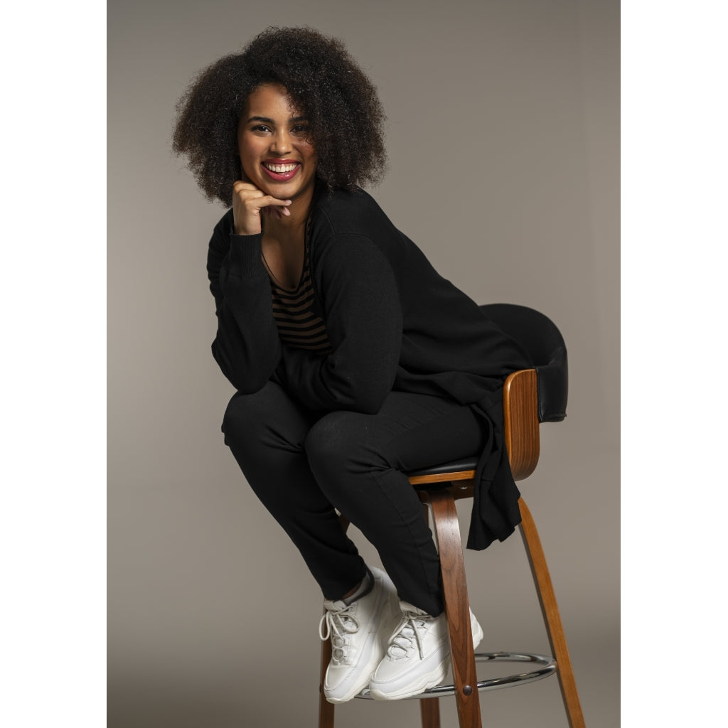 Sandgaard Lang cardigan med lommer Long Cardigan Black