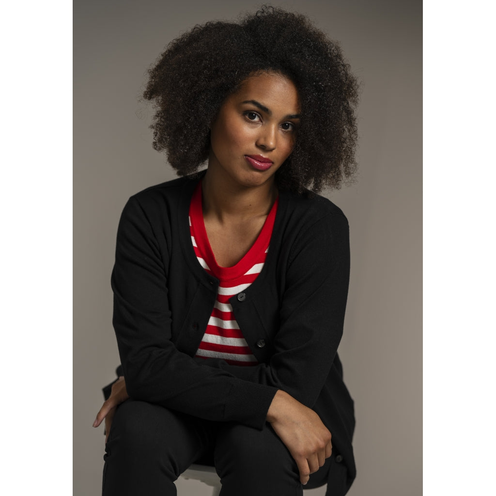 Sandgaard Lang cardigan med lommer Long Cardigan Black