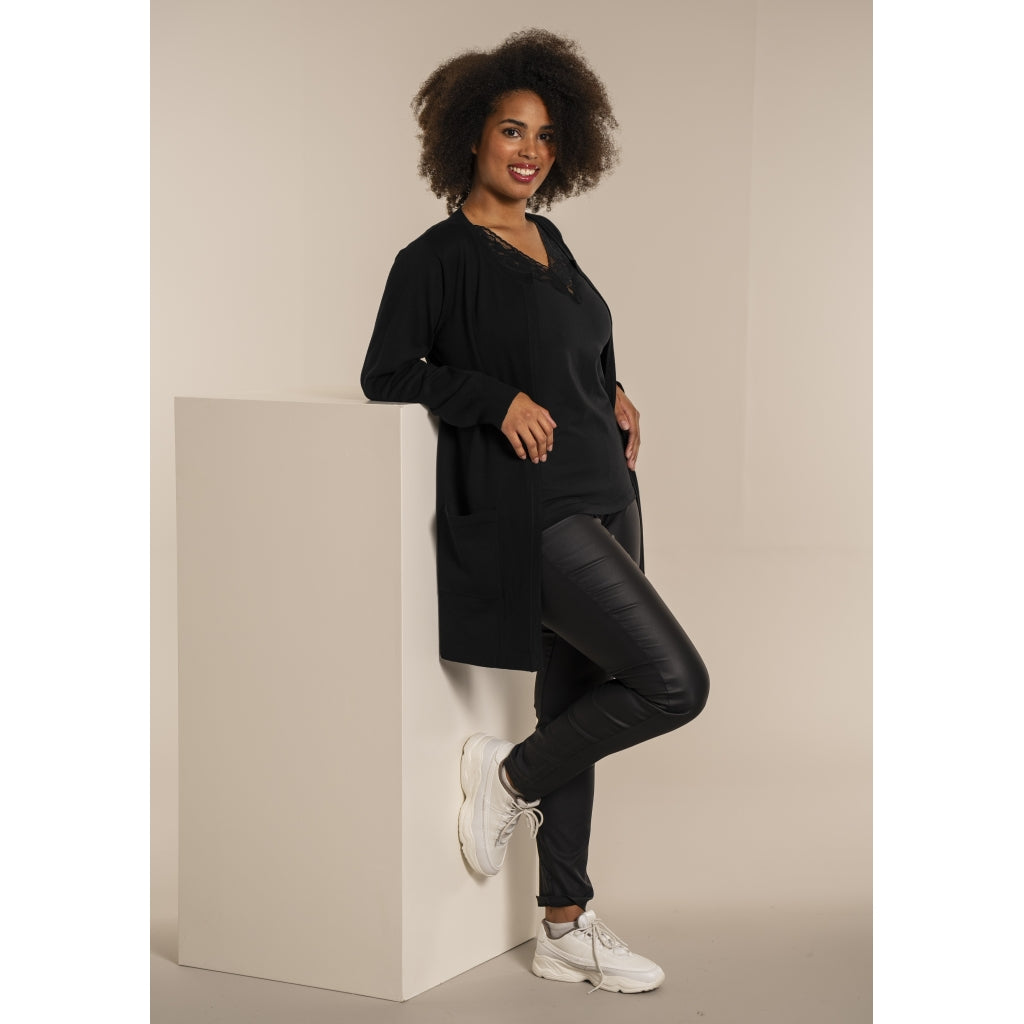 Sandgaard Lang cardigan med lommer Long Cardigan Black