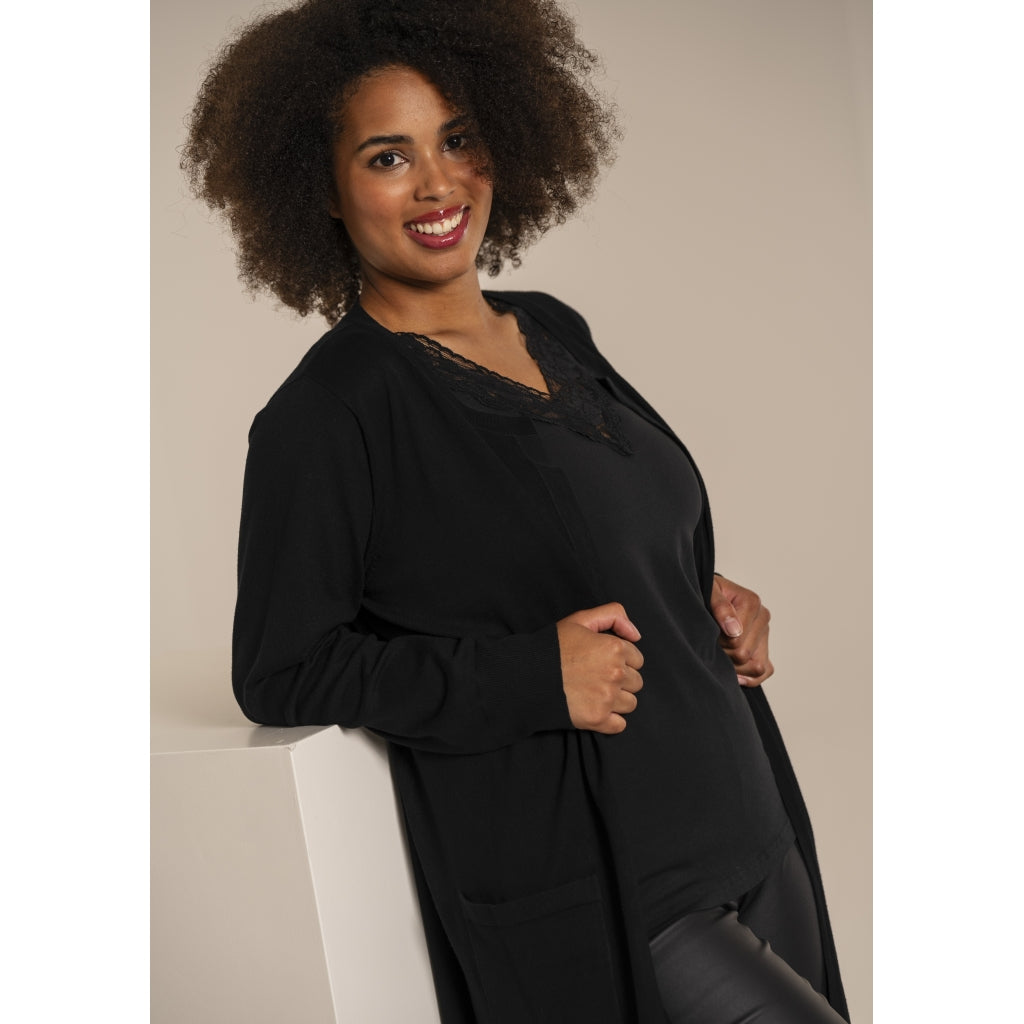 Sandgaard Lang cardigan med lommer Long Cardigan Black