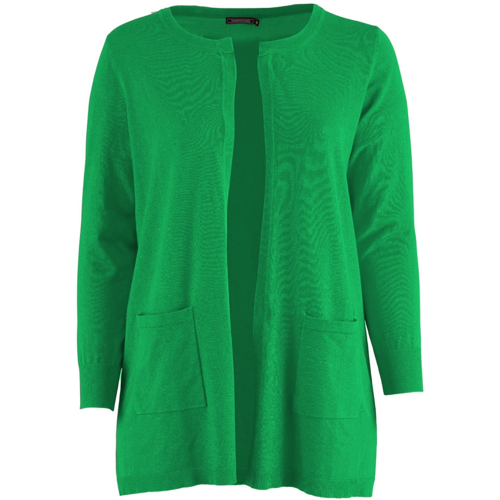 Sandgaard Lang cardigan med lommer Long Cardigan Grass green