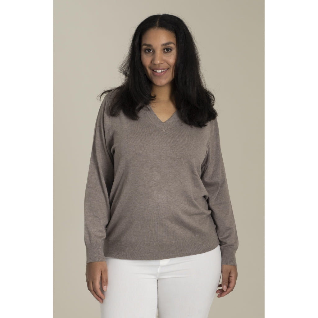 Sandgaard Strikket bluse Knit Blouse Beige melange