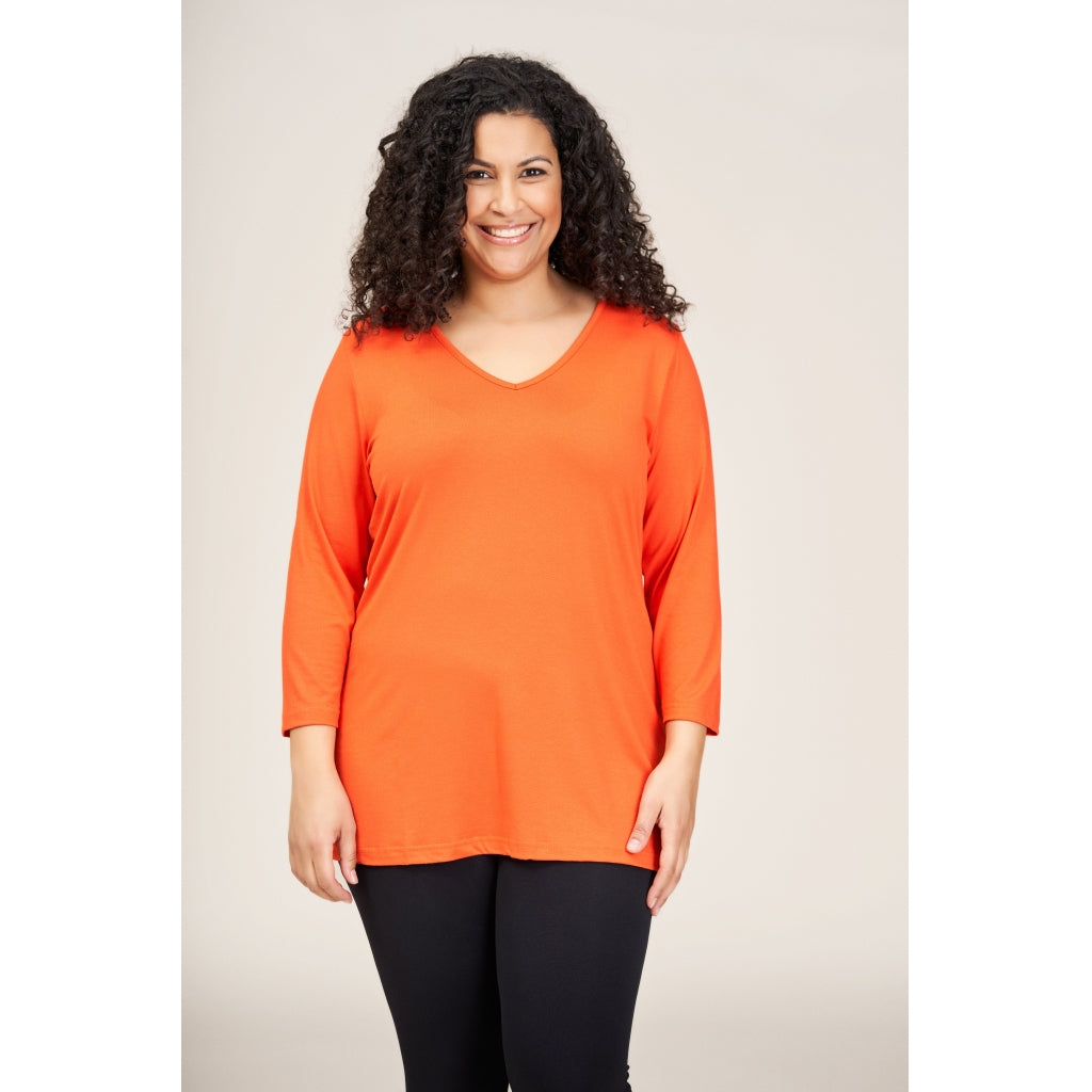 Sandgaard T-shirt med 3/4 ærmer T-Shirt Chili Orange