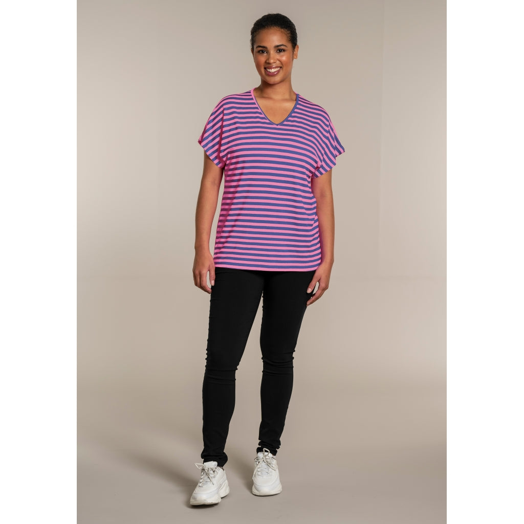 Sandgaard T-shirt striped T-Shirt Striped Cobolt Blue/Rose